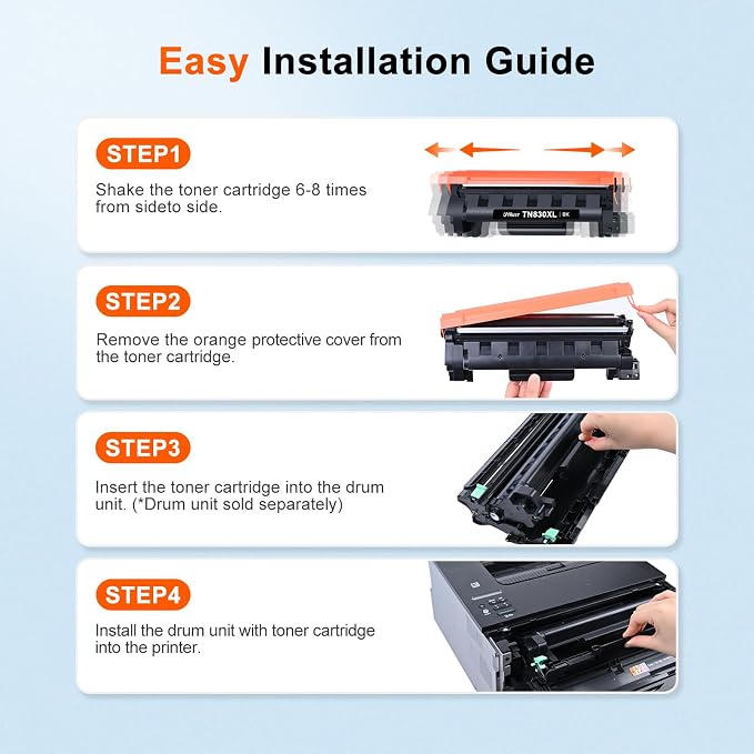 Compatible TN830XL Toner Cartridge Replacement for Brother TN830XL TN830 830XL Toner Work with Brother DCP-L2640DW HL-L2460DW HL-L2480DW HL-L2400D HL-L2405W MFC-L2820DW Printer 4 Pack TN830 High Yield