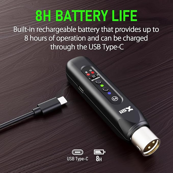 Xvive P3 Wireless XLR Bluetooth Receiver, Bluetooth Adapter for Speakers, Audio Mixer, PA Systems, DJ Systems,Rechargeable