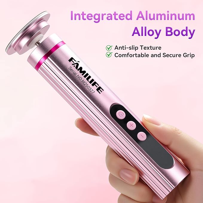 FAMILIFE Electric Foot File Callus Remover – Rechargeable Pedicure Tool with Display Screen, Replaceable Sandpaper Discs, Forward & Reverse Rotation, for Men and Women