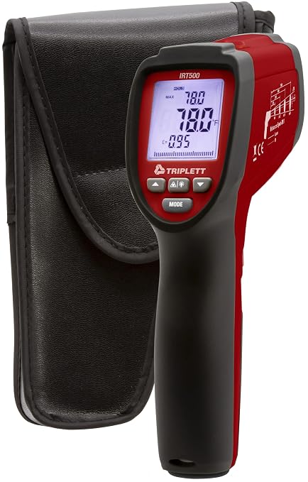 Triplett IRT500 20:1 Non-Contact IR Thermometer with Type K, Circular Laser, and High/Low Temp Alarm, -58 to 1832°F (-50 to 1000°C)