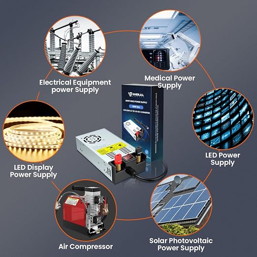 Anbull New Version 110V AC to 12V DC Converter, with ON/Off Switch,Pure Copper Terminals 12V DC Adapter Transformer, Max 50A 600W Power Supply,Upgraded Circuit Board