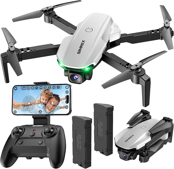 SIMREX Drone With Camera for Kids Beginner & Adults – Foldable RC Quadcopter with Altitude Hold, Optical Flow Positioning , Indoor Mini Drone with One Key Start, Headless Mode, 3D Flip, Gift for Boys & Girls & Teenagers