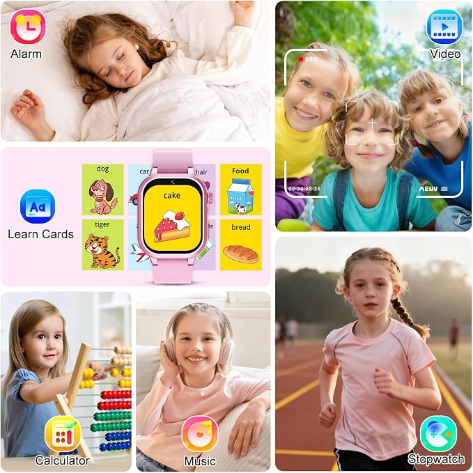 MOFGDNI Smart Watch for Girls - Kids Watch with 39 Games, Built-in Camera, Video Recorder, Alarm, Calculator, Pedometer & Various Wallpapers – Toys for Ages 4-12 Years Old Birthday