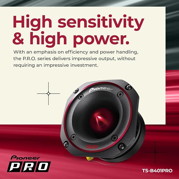 PIONEER P.R.O. Series TS-B401PRO 4' Speakers (Pair) 600W Max, Perfect for High-SPL Builds and Pro-Level Car Audio, Bullet Style Tweeter
