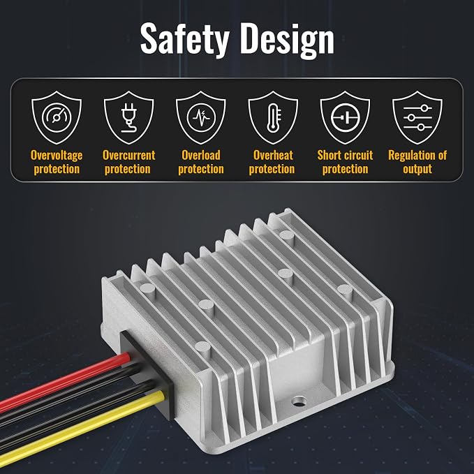 Kzreect 20V to 12V Step-Down Converter Compatible with Dewalt 20V Battery, DC 12V 20A 240W Voltage Regulator for Golf Cart RC Car LED Lights DIY Toys