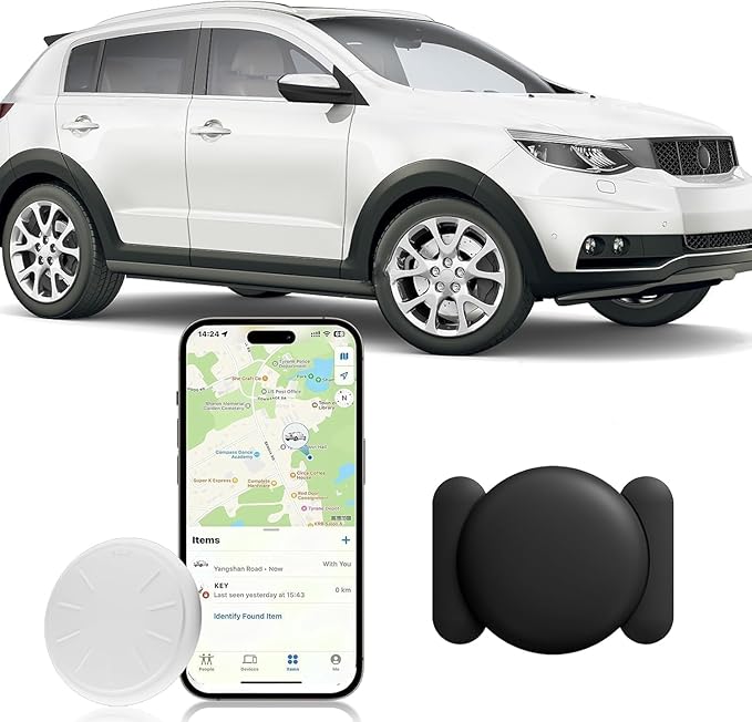 GPS Tracker for Vehicles,Real Time GPS Tracker for Car Work with Apple Find My(iOS Only),No Monthly Fee Hidden Mini Tracker Device for Vehicles (Black,1PCS)