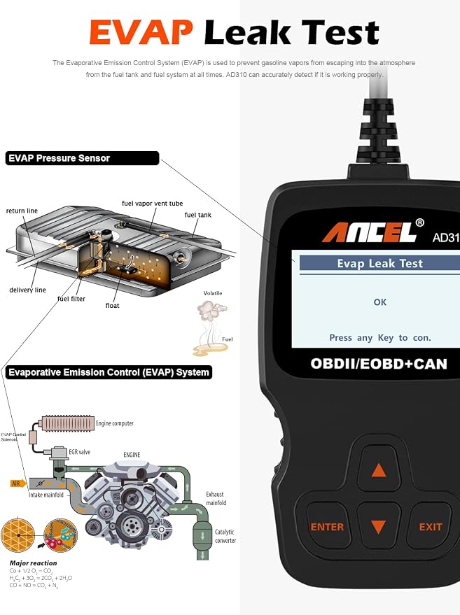 ANCEL OBDII Scanner AD310 Classic Car Engine Fault Code Reader with FX2000 ABS SRS Transmission OBD2 Scanner Diagnostic Tool for All Vehicles