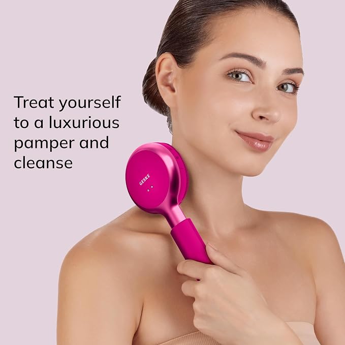 GESKE LED Sonic Full-Body Brush | 9 in 1 | Body Cleansing Brush & Intensive Exfoliator with LED | with SmartSonic Pulsations | Expert Deep Cleansing & Massage | Rough Skin Remover | Adjustable Handle