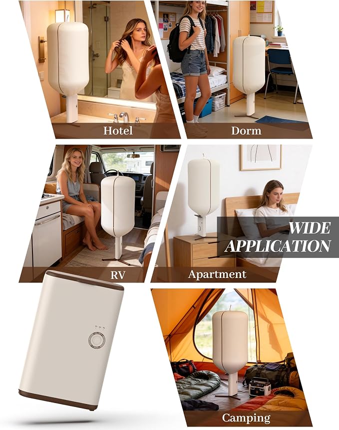 Zylo Portable Clothes Dryer, UV Light, 3/6/9H Mode | Fragrance Discs, High-Efficiency, Suitable for Baby Clothes, RV Travel Laundry Apartments