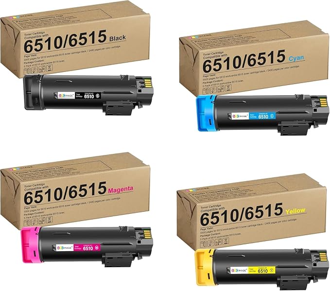 GPC Image Phaser 6510 Toner Workcentre 6515 Toner Replacement for Workcentre 6510 Toner for Xerox Phaser 6510 for Xerox 6515 with Chip (4 Pack, Black Cyan Magenta Yellow)