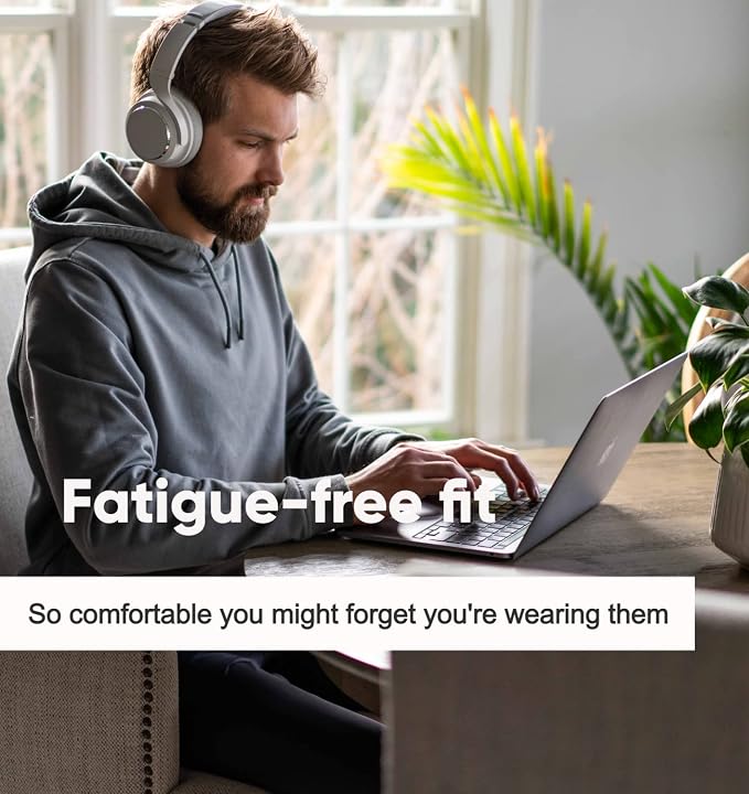 WYZE Noise Cancelling Headphones and Hard Case for Travel, Wireless Over The Ear Bluetooth Headphones with Active Noise Cancellation, Transparency Mode, Clear Voice Pick-up, Alexa Built-in, White