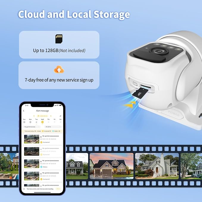 WY-LINK Solar Camera Outdoor Wireless, 360° Cameras for Home Security, Two-Way Talk, Auto Tracking, Light Alarm, Color Night Vision (2, White, Wi-Fi)