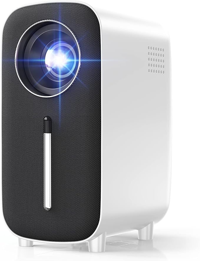 Mini Bluetooth Portable Movie Projector - HISION 1080P Projector 4K Home Projector Outdoor TV Projector 8500L Video LED Projector Compatible with TV Stick Laptop Phone Tablet HDMI USB DVD White