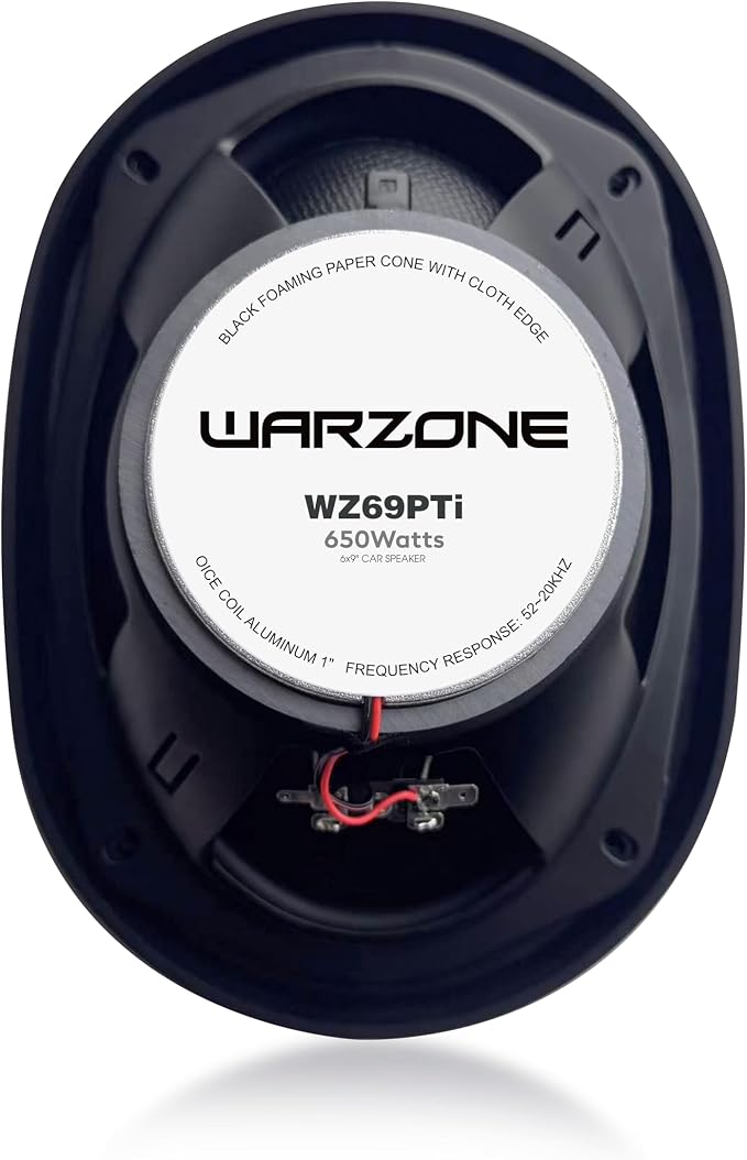 Warzone 2X WZ69PTi 6x9-Inch Super Coaxial Speaker Pair, 4 Ohm, 650W Max, 200W RMS, 92dB Sensitivity, Ferrite Woofer & PEI Dome Tweeter for Pro Car Audio