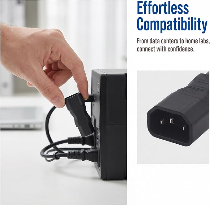 (10Packs IEC 320 C14 Male to C15 Female Power Adapter, 10A 125/250V, Straight 3-Pin IEC Power Converter for PDU, UPS, Server, and Computer Equipment