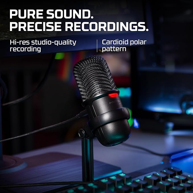 HyperX SoloCast – USB Condenser Gaming Microphone, for PC, PS4, PS5 and Mac, Tap-to-Mute Sensor, Cardioid Polar Pattern, great for Streaming, Podcasts, Twitch, YouTube, Discord,Black