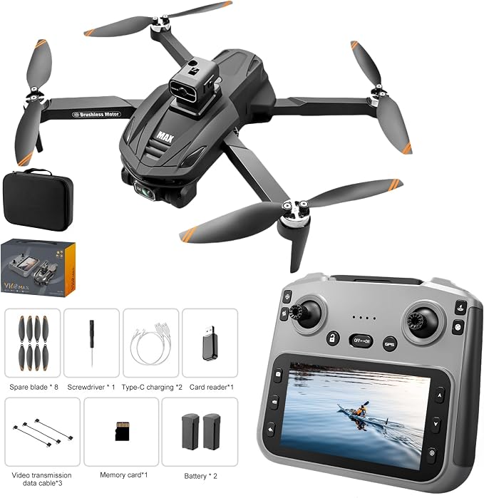GPS Drone with 4K Camera, 4.5" LCD Display Screen Controller- 3,280ft RC Range, Auto return, Follow Me, Go Home, Gesture Control, One Key Takeoff/Landing, Altitude Hold,led Light, Professional Quadcopter for Aerial Photography Control and Video Recordi...