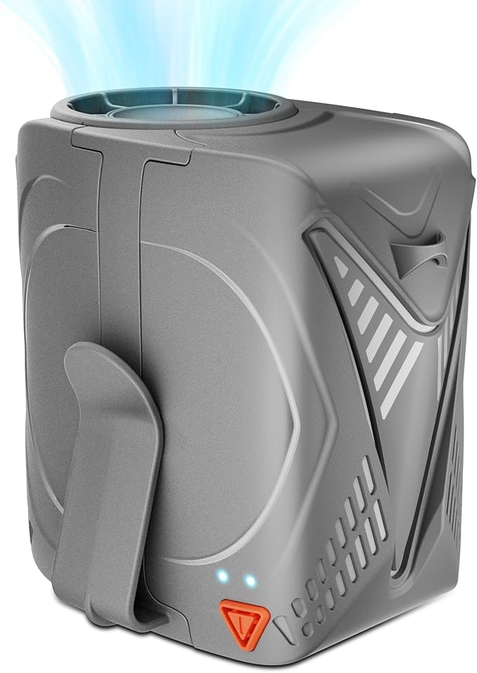 Portable Fan Rechargeable, 6-Speed 14000RPM High-Velocity Airflow, Hands-Free Wearable Waist Fan 31H Battery Life, Personal Belt fan for Outdoor, Jobsite, Travel, Indoor, Hanging Neck Fan with Strap