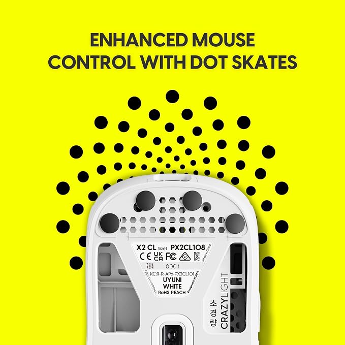 Pulsar Gaming Gears X2 Crazylight Wireless Gaming Mouse, Ultra Lightweight 1.38 oz (39g), Optical Switch, 32000 DPI, 750 IPS, XS-1 Sensor, 8k Compatible (Medium, Uyuni White)