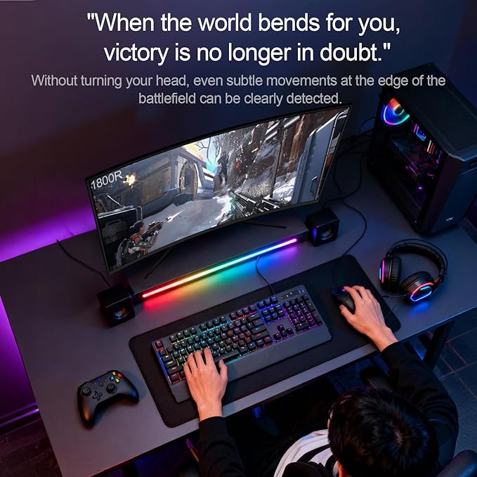 27 Inch Curved Gaming Computer Monitor 2K QHD(2560x1440) 180Hz Monitor,1ms 1800R Display, FreeSync, 4000:1 Contrast Ratio,100% sRGB, HDMI 2.0 & DisplayPort 1.4 VESA Mount（G27X Flex Pro）