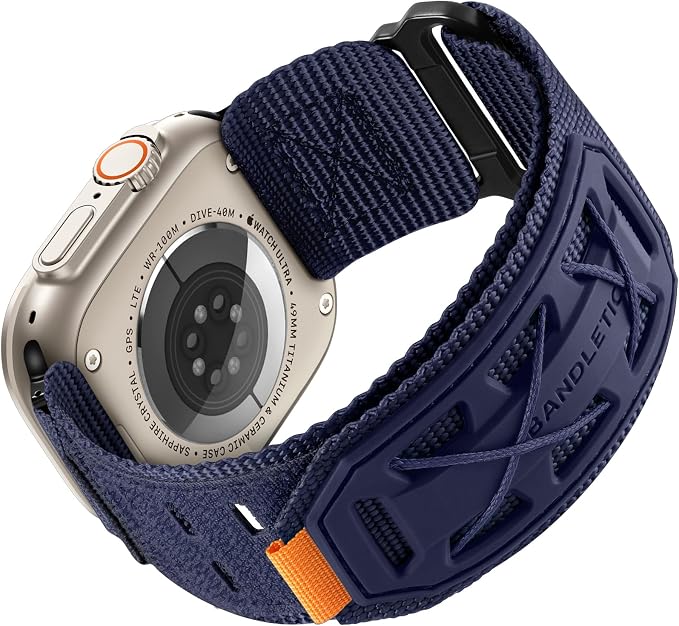 Bandletic Compatible with Apple Watch Bands 45mm Men Women, Wide Tactical Military Nylon Rugged Soft Sport Loop for iWatch 49mm(Ultra 3/2/1),46mm(11/10),45mm(9/8/7),44mm(SE3/SE2/SE/6/5/4),42mm(3/2/1)