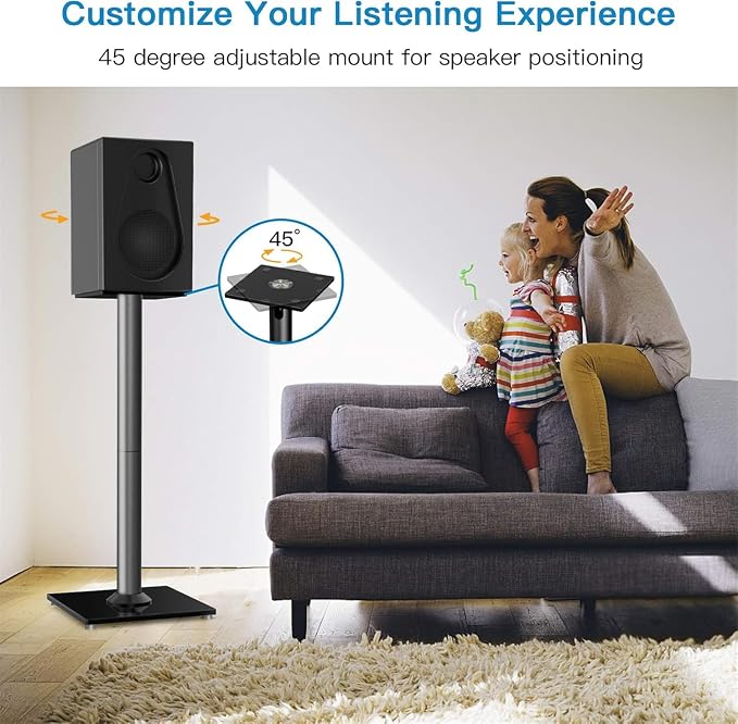PERLESMITH Universal Floor Speaker Stands for Surround Sound up to 22LB, 27.56 Inch Bookshelf Speaker Stand for Klipsch, Polk, Yamaha & Other Large Satellite, Bookshelf Speakers, Studio Monitors,2P