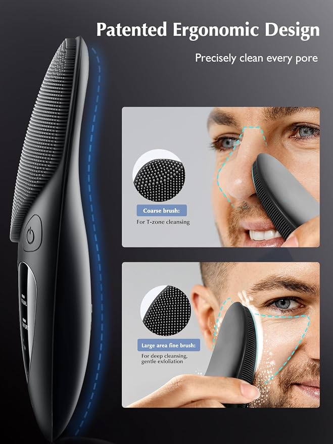 Silicone Face Scrubbe, 4 Cleansing Modes, Electric Face Brush for Men & Women Cleaning, Exfoliating, Massaging