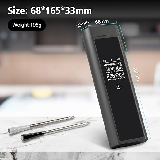 Smart Meat Thermometer for BBQ & Oven, Dual Sensor Probes, Real-Time App Monitoring, Long Wireless Range, Fast Response Cooking Thermometer for Grill & Smoker