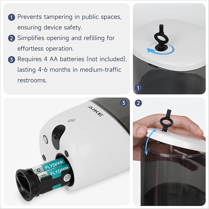 AIKE Automatic Soap Dispenser and Wall Mount Paper Towel Dispenser Bundle, Model AK1216& AK5301 White