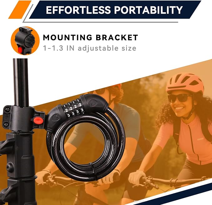 SEPOX® 12Pcs Pack 6FT Extra Long Cable Combination-Bike-Locks, 4 Digits Retractable Security Lock, 12mm Heavy-Duty Anti-Theft Anti-Rust Cable for Bicycle, Scooter, Gate,Outdoor Equipment, Weatherproof