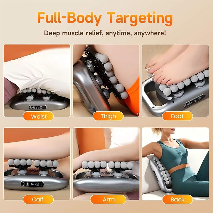 48-Head Massage Gun Set, Deep Tissue Percussion Massager with 9 Modes & 9 Intensity Levels, Quiet Muscle Massage Gun for Back, Shoulders, Legs, Foot, and Body Muscle Pain Relief