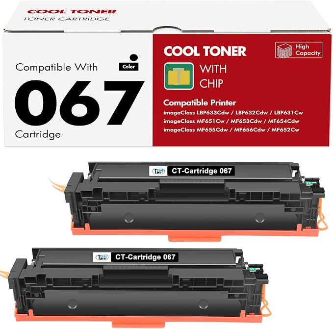 067 Black Toner Cartridge 067H MF654CDW MF656CDW Compatible Replacement for Canon 067 Black 067H imageClass LBP633Cdw LBP632Cdw LBP631Cw MF651Cw MF653Cdw MF655Cdw Printer 2 Pack High Yield Ink
