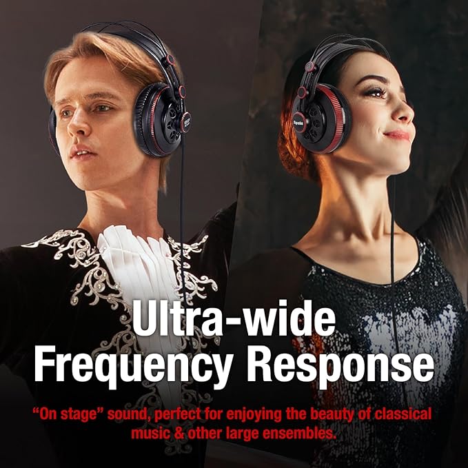 Superlux HD681 Air Professional Monitoring Semi-Open Back Headphones with AIR Cushion Earpads, Wired Over-Ear with High-Resolution Sound, 3.5 & 6.3mm Adapters for Casual Listening Recording DJ Gaming