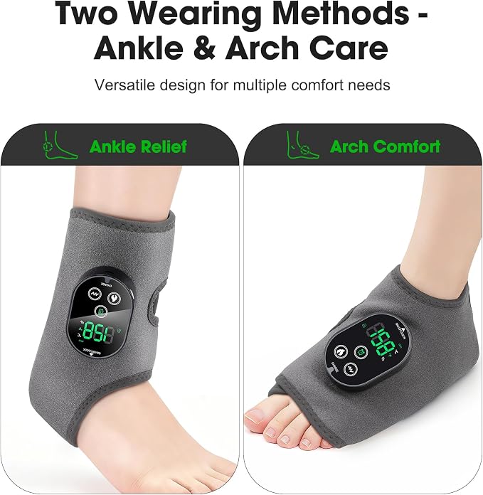 Cordless Ankle Massager for Pain Relief, Heated Foot Massager for Neuropathy, Foot and Ankle Massager with Heat, Ankle Heating Pad with Massage, HSA Eligible FSA, 6 Heats, 3 Massages, Single One