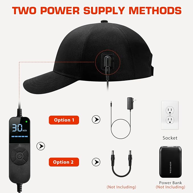 Viconor Laser Hair Growth Cap, Red Light Therapy for Hair Growth for Men and Women, Black Cap