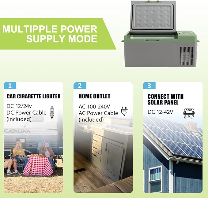 Alpicool Y15E Portable Fridge 12 Volt Car Refrigerator 17 Quart Freezer for Fishing, Camping, RV, Truck, Boat-12/24V DC