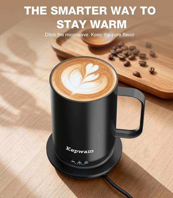 Kepwam Self-Heating Coffee Mug T1, 16oz Rechargeable Heated Coffee Mug, Smart Coffee Warmer Mug with App-Controlled,Advanced Temperature-Controlled Heating Coffee Gifts for Women Men Coffee Lover