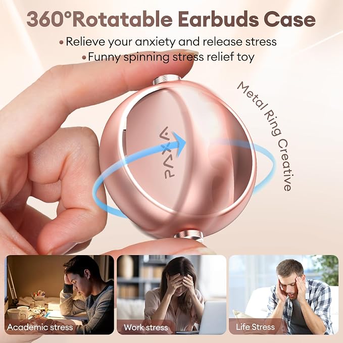PAXA 2 in 1 Clip-on Earbuds Open Ear Headphones Bluetooth 6.0 Wireless Earbuds with in-Ear Earbuds, Ultra-long 140H Play, Auto L-R Recognition Touch Control for Work Fitness Daily Use Ctbuds Rose Gold