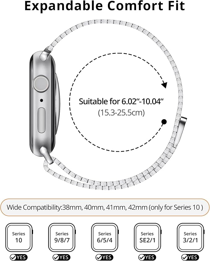 LULULOOK Milanese Mesh Loop Compatible with Apple Watch Band 49/46/45/44/42/41/40/38mm for Men Women, Stainless Steel Magnetic Buckle Strap for iWatch Ultra 3/2 Ultra Series 11 10 9 8 7 6 SE 5 4 3