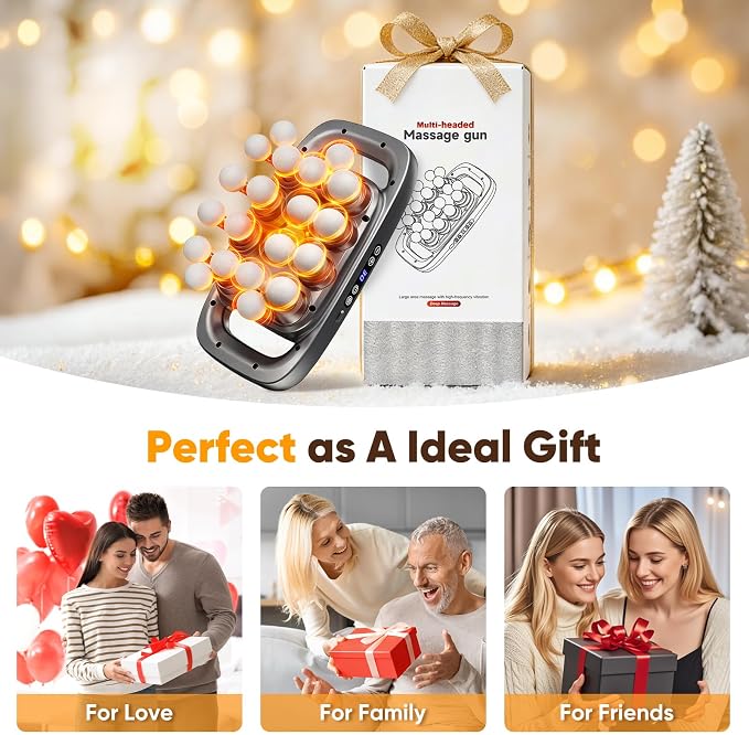 20-Head Massage Gun, Deep Tissue Percussion Massager with 30 Speeds & 3 Modes, 110lb Force, Ultra-Quiet 35dB, 2600mAh Battery, Fast Charging,Full Body Muscle Relaxation,Father Day Gifts