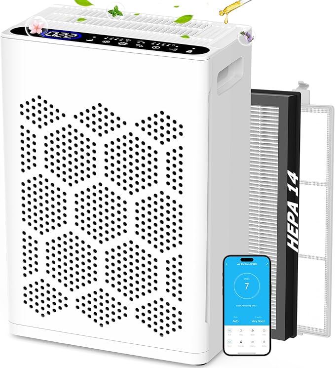 DAYETTE Air Purifiers for Home Large Room Up to 1800 Ft² with Fragrance, Smart WiFi Alexa Control,Auto Mode, HEPA 14 Air Purifier with Washable Prefilter for Bedroom, Dorm Room, Pets, Office