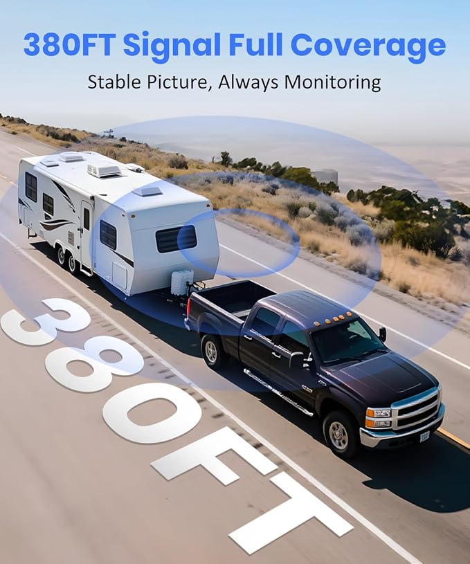 AUTO-VOX Wireless Backup Camera Kit: 5" Monitor, Dual Solar 5A Cams, Suction Mount – Dual View for RV, Horse/Boat Trailer, Cargo, Campsite & Safe Parking