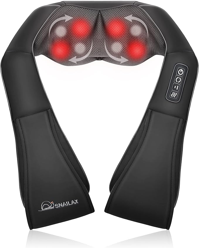 Snailax Shiatsu Back Neck Massager with Heat, Neck Shoulder Massager, Deep Kneading Massager Gifts for Mom, Dad, Mothers Day,Gifts Presents for Her,Him