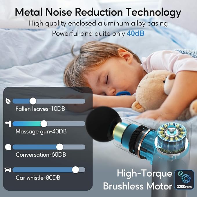 arboleaf Massage Gun Deep Tissue, Balance of Power & Portability Full-Metal Percussion Massager with Silent Brushless Motor - Ultra-Quiet Pocket-Sized for Athletes Back Pain Relief Home Office Travel