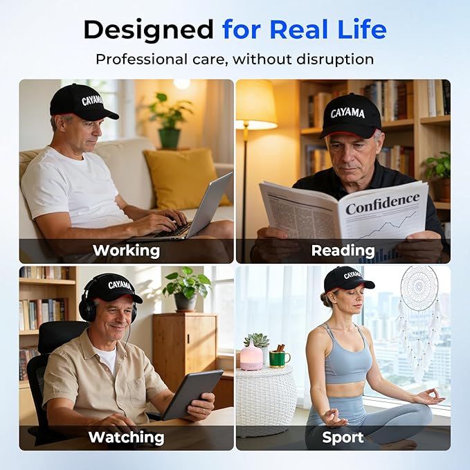 CAYAMA Red Light Hair Growth Cap, Cordless Red Light Therapy for Hair Growth Appearance, Adjustable Fit with Remote Control, At-Home Scalp Care for Men & Women