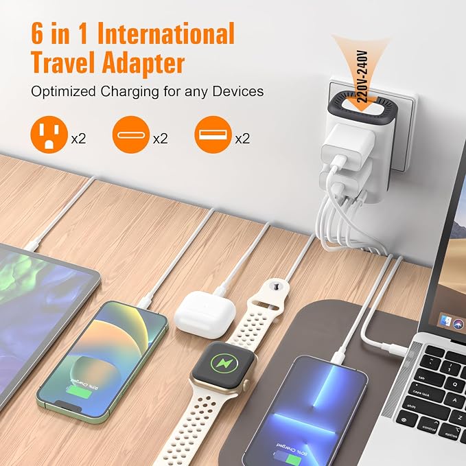 Travel Adapter Worldwide,Voltage Converter Us to Europe, 220v to 110v Power Adapter, European Plug Power Converter 1300w, Transformer for Curly Hair Dryer.