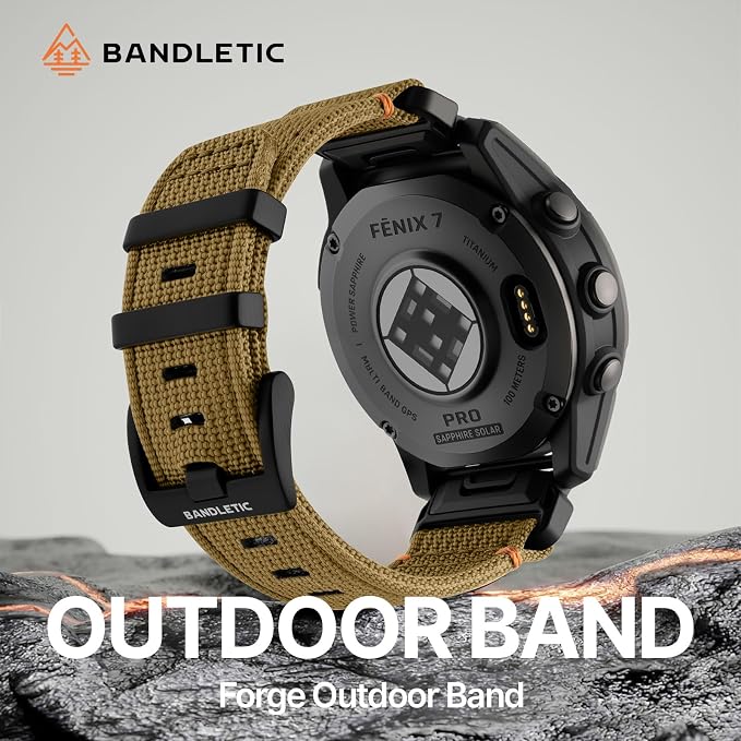 Bandletic Compatible with Garmin Fenix 7 Watch Band-22mm Quick Fit Rugged Durable Strap for Fenix 8 E 47mm/7 6 Pro/5 Plus/Instinct 2 3 E 45mm /Forerunner 965/955/945 /Approach S70/S62/S60/MARQ Gen 2