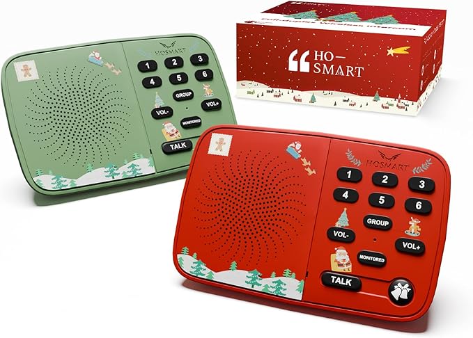 Hosmart UltraSpeak Intercoms Wireless for Home, Holiday Christmas Edition Intercom System for Home Use, Clear Sound Intercom for Business with 1300 Ft Range, Gift Set for Family Friends Elderly