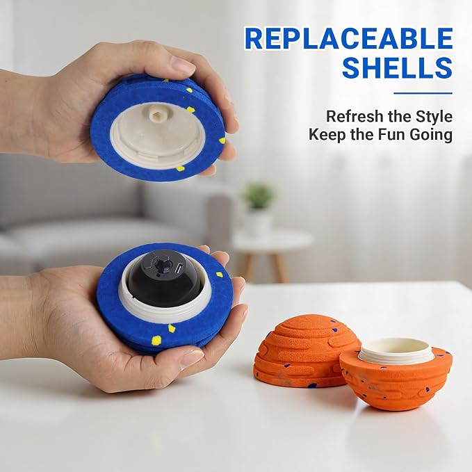 Smart Interactive Dog Toy with Remote Control, E-TPU Toy Ball for Aggressive Chewers, Automatic Moving, IPX6 Waterproof, Rechargeable Rolling Ball for Small/Medium/Large Dogs, BLU&YLW