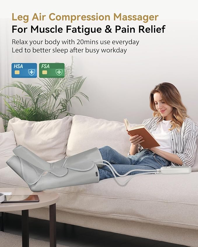 FIT KING Air Compression Leg Massager, Pneumatic Compression Boots for Circulation & Pain Relief, Swelling, Edema, RLS - Foot and Calf Massager Gift for Mom Wife